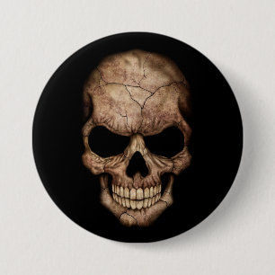 Cracked Skull Emerging From Darkness 7.5 Cm Round Badge