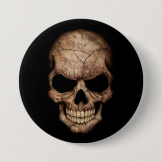 Cracked Skull Emerging From Darkness 7.5 Cm Round Badge