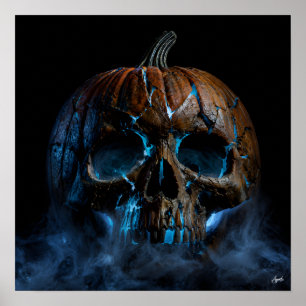 Cracked Skull Fracture Pumpkin Poster
