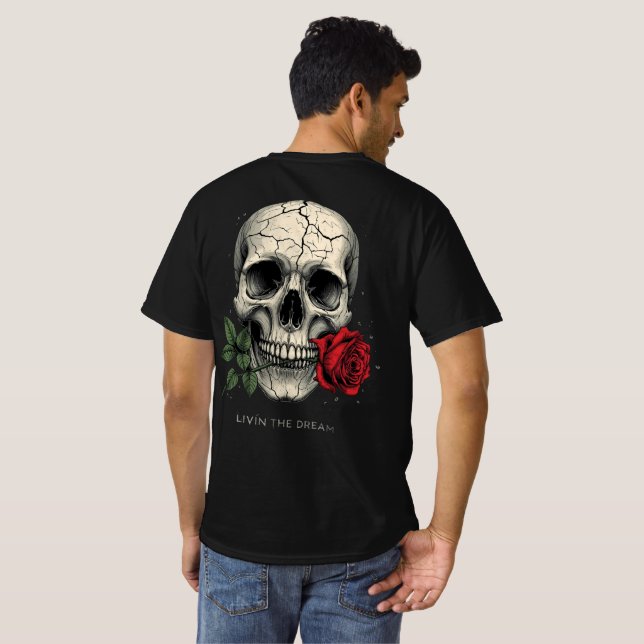 Cracked Skull Rose Tee – Livin The Dream (Back Full)