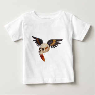 Cracked Skull with Wings and Feather Baby T-Shirt