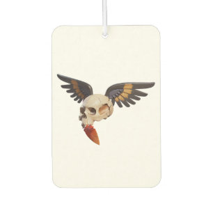 Cracked Skull with Wings and Feather Car Air Freshener
