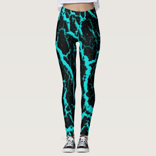 Cracked Space Lava - Cyan Leggings (Front)