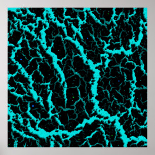 Cracked Space Lava - Cyan Poster