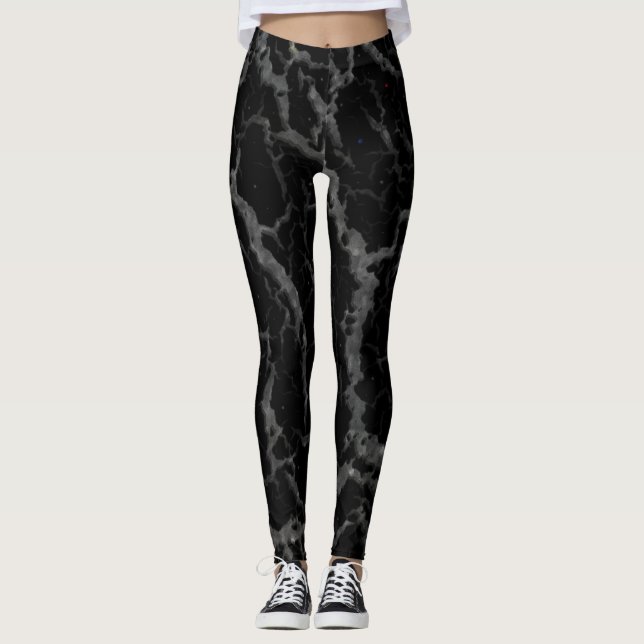 Cracked Space Lava - Glitter Black Leggings (Front)