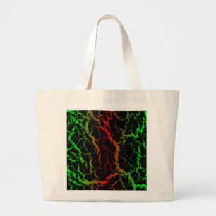 Cracked Space Lava - Green/Red Large Tote Bag