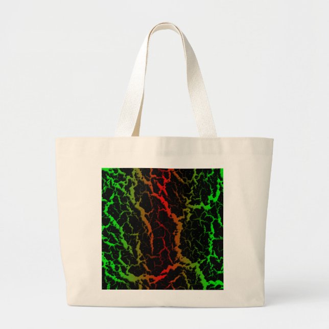 Cracked Space Lava - Green/Red Large Tote Bag (Front)