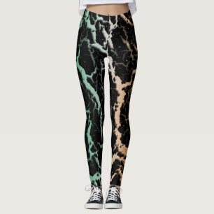 Cracked Space Lava - Green/White/Orange Leggings