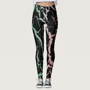 Cracked Space Lava - Green/White/Red Leggings