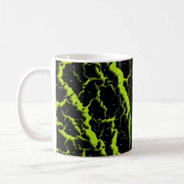 Cracked Space Lava - Lime Yellow Coffee Mug (Left)