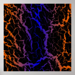Cracked Space Lava - Orange/Blue Poster