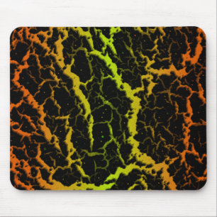 Cracked Space Lava - Orange/Lime Mouse Pad