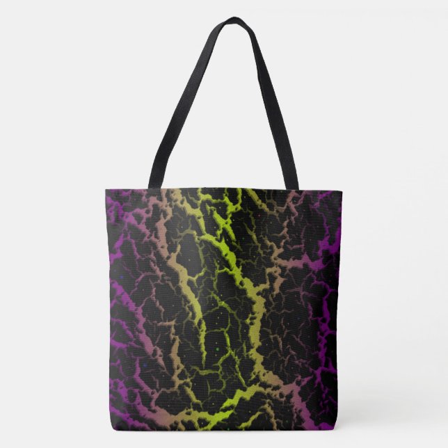 Cracked Space Lava - Purple/Lime Tote Bag (Front)