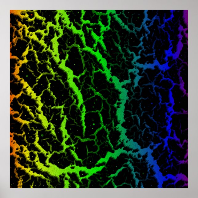 Cracked Space Lava - Rainbow OYGBP Poster (Front)