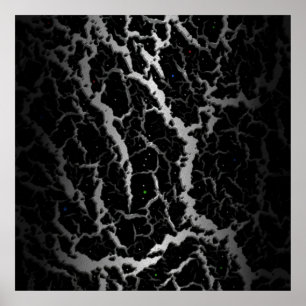 Cracked Space Lava - White/Black Poster