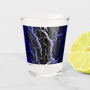 Cracked Space Lava - White/Blue Shot Glass