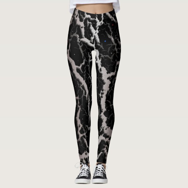 Cracked Space Lava - White/Brown Leggings (Front)