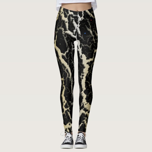 Cracked Space Lava - White/Gold Leggings (Front)
