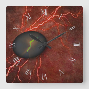 Cracked Stone Emits Light Square Wall Clock