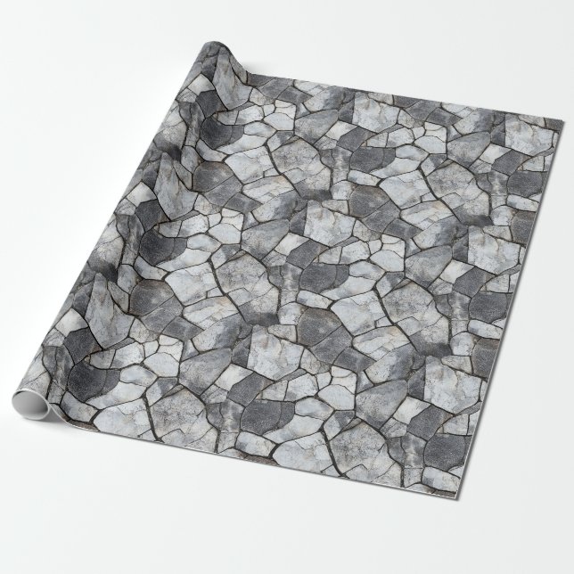 Cracked Stone Pattern Wrapping Paper (Unrolled)