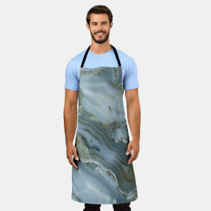 Cracked Turquoise Grey Green Blue Marble Texture Apron