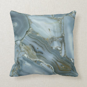 Cracked Turquoise Grey Green Blue Marble Texture Cushion