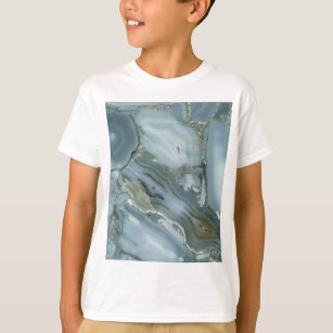 Cracked Turquoise Grey Green Blue Marble Texture T-Shirt