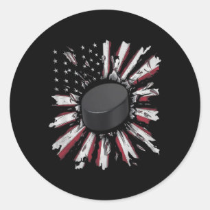 Cracked Wall Hockey Puck Power Burst Cool Sport Ar Classic Round Sticker