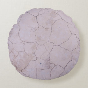 CRACKED WHITE CONCRETE FLOOR ROUND CUSHION