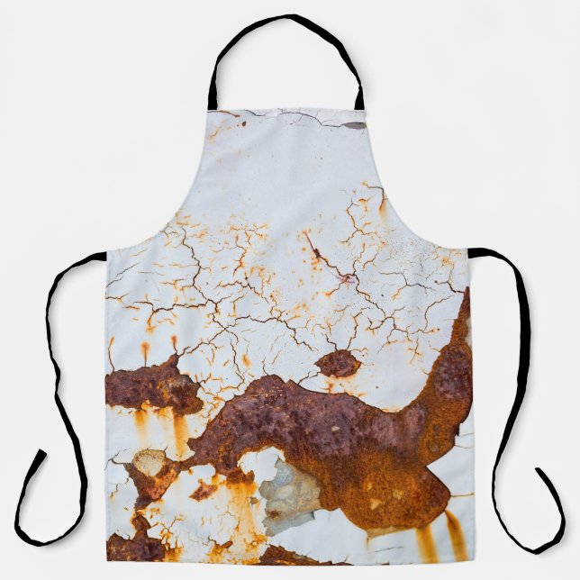 Cracked white paint, rusty car. apron (Front)