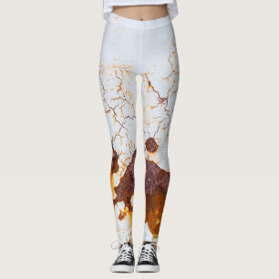 Cracked white paint, rusty car. leggings