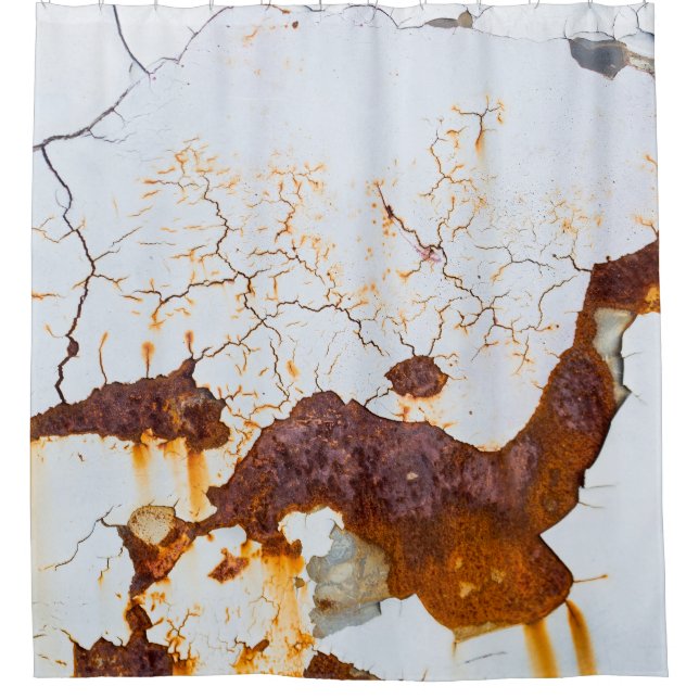 Cracked white paint, rusty car. shower curtain (Front)