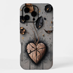 Cracked Wooden Heart Dark Boho iPhone Case