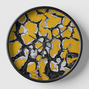 Cracked Yellow Road Paint Clock