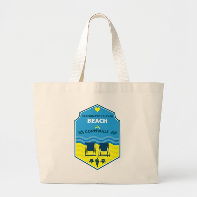 Crackington Haven Beach Cornwall Large Tote Bag (Front)