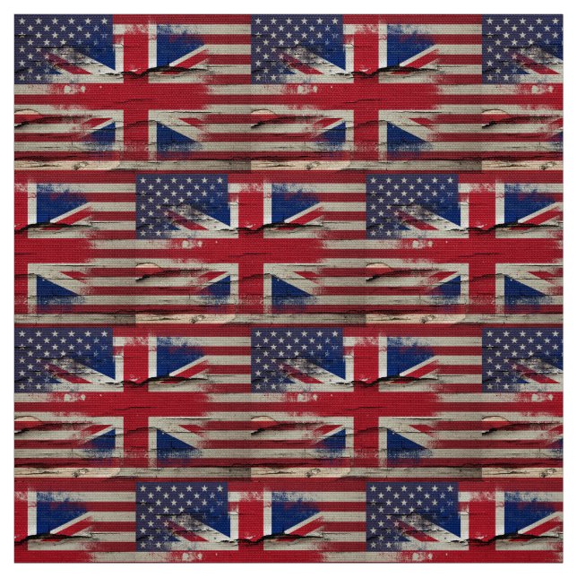 Crackle Paint | British American Flag Fabric (Swatch)