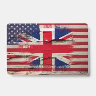 Crackle Paint British Flag & American Flag ID Badge