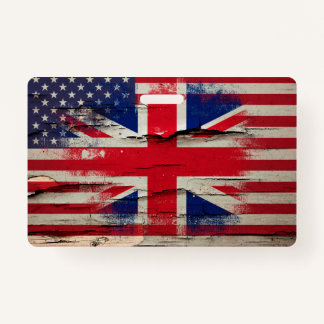 Crackle Paint | British Flag & American Flag ID Badge