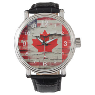 Crackle Paint   Canadian American Flag Watch