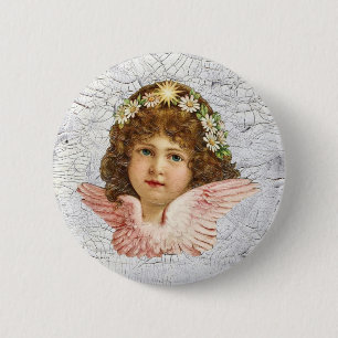 Crackled Angel 6 Cm Round Badge