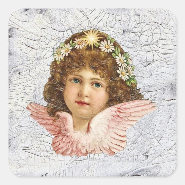 Crackled Angel Square Sticker (Front)