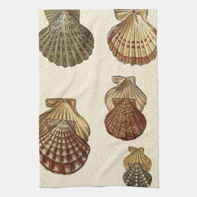 Crackled Antique Shells Tea Towel (Vertical)