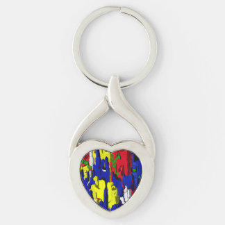 Cracks in blue, abstract key ring