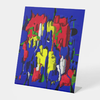 Cracks in blue, abstract pedestal sign