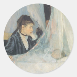 Cradle by Berthe Morisot, Vintage Impressionism Classic Round Sticker
