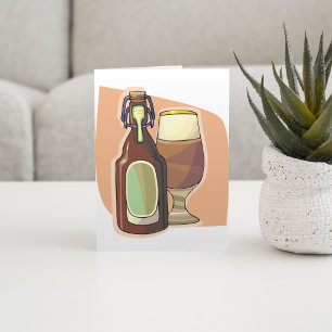 Craft Beer Bottle and Glass Rustic Brewery Card