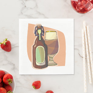 Craft Beer Bottle and Glass Rustic Brewery Napkin