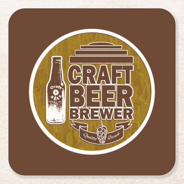 Craft Beer Brewer  Square Paper Coaster (Front)