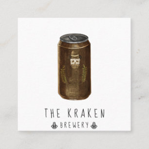 Craft Beer Cider Skull Sketch Square Business Card