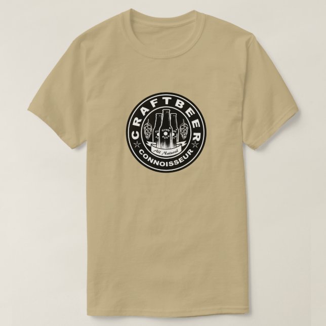 Craft Beer Connoisseur Black & White Hops T-Shirt (Design Front)